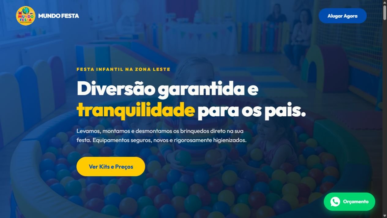 Página inicial do Mundo Festa